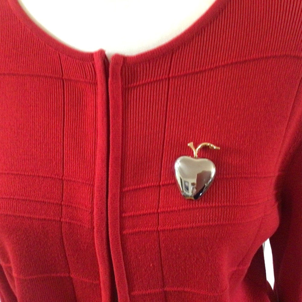 Bundle 2 for $10 Silver and Gold Tone Apple Brooch